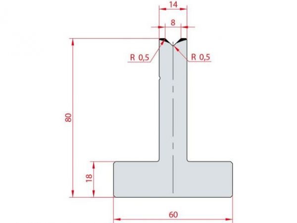 Cối chấn T 1V 8 α=90º H80 Max. T/m=100