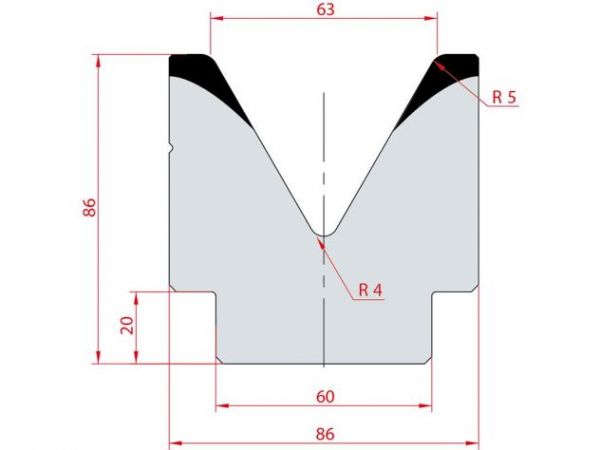 Cối chấn 1V 63 α=60º H86 Max. T/m=100
