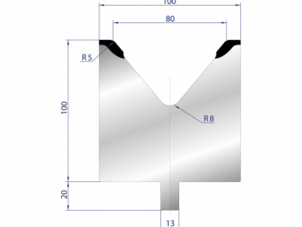 Cối chấn 1V 80 α=86º H100 R5 Max. T/m=100, C45