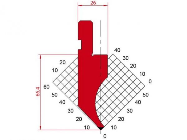 Dao chấn 90º 1048. H=66,4, R=0.6, Max T/m=35