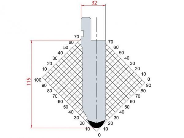 Dao chấn 60º 1283. H=115, R= 10 Max T/m=150