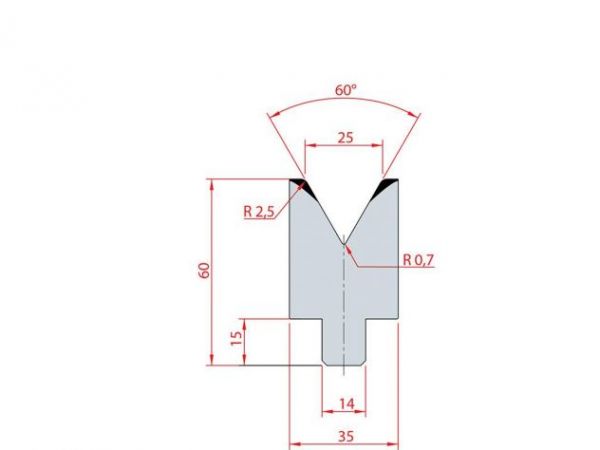 Cối chấn 1V 25 α=60º H60 Max. T/m=100