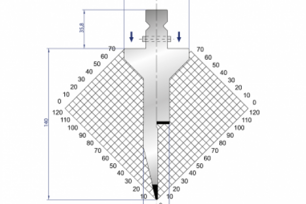 Dao chấn 28º, H=140, R=1 Max T/m=40, 42CrMo4