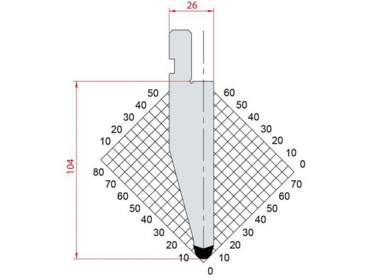 Dao chấn 30º 1194. H=104, R=5 Max T/m=100