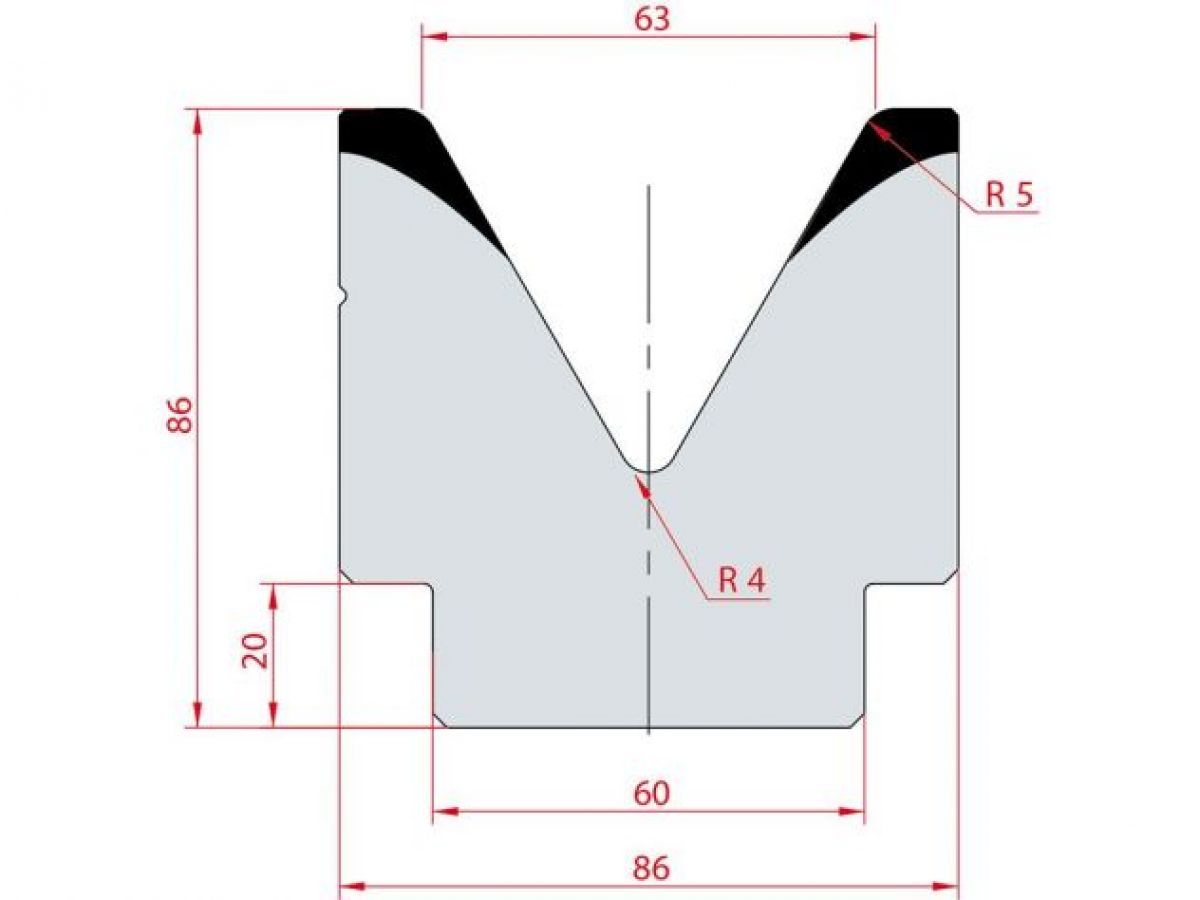 Cối chấn 1V 63 α=60º H86 Max. T/m=100