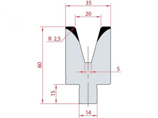 Cối chấn 1V 20 α=30º H60 Max. T/m=55